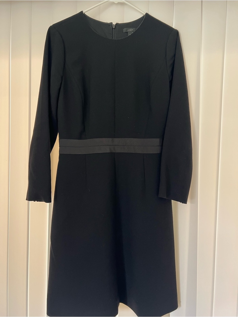 J. Crew Black Long-Sleeve Sheath Dress with Waist Banding